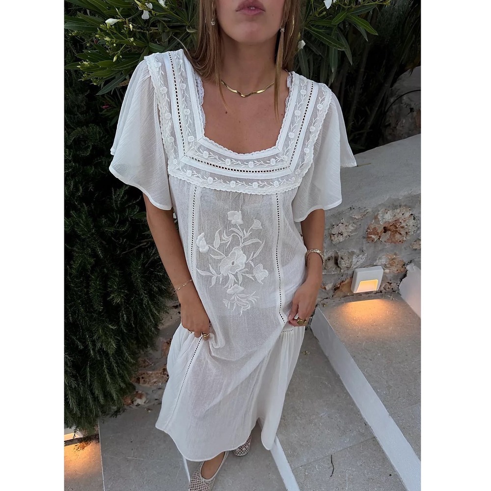NWT Free People Forever Maxi Dress Whisper White Embroidered Lace OB2441454 | Sm